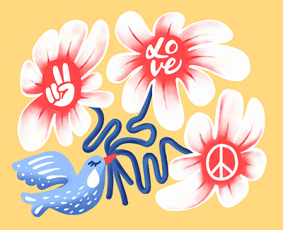 Peace and Love design digital illustration flowers graphic design illustration peace peace dove procreate