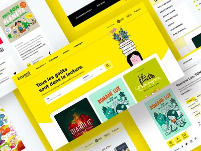 Kids' book publisher website book branding children color design education family figma flat interface kids media mockup school ui ux webdesign website yellow