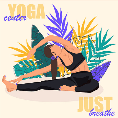 Illustration of a girl in the style of either FaceLess design girl graphic design illustration print design typography vector yoga yogacenter