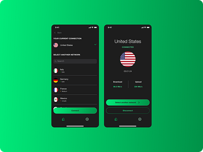 UI for VPN Application app design mobile ui vector vpn