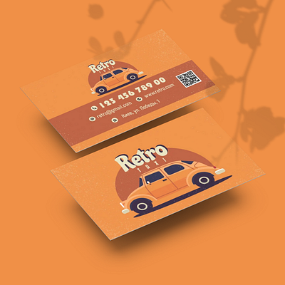 Retro style business card with retro car Close the dialog branding business card design illustration print design retro style taxi driver taxi service typography vector