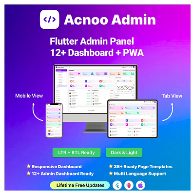 Acnoo Admin - Flutter Admin Panel Dashboard with PWA