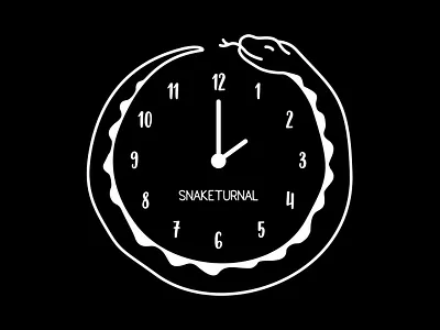 SNAKETURNAL anaconda animal animals apparel branding clock clockwise illustration midnight nature night nocturnal reptile snake t shirt design time vector watch wild wildlife
