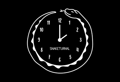 SNAKETURNAL anaconda animal animals apparel branding clock clockwise illustration midnight nature night nocturnal reptile snake t shirt design time vector watch wild wildlife