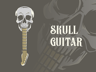 Skull Guitar acoustic apparel design band death ghost grim reaper guitar guitarist halloween horror illustration metal music musician punk rock skeleton skull t shirt design trick or treat