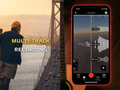 Multi-track recording release guitar ios iphone la layer many mobile new york recording red sf studio tracks yellow