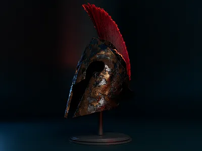 Spartan Helmet on Maya 3d arnold helmet maya modeling render spartan xgen