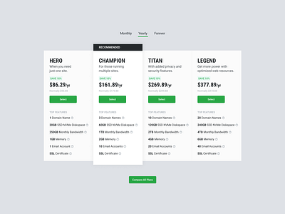 Pricing Plans information layout packages plans price pricing ui web