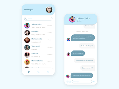 Daily UI – Day 013 : direct message app dailyui design graphic design messagingapp mobile ui ux