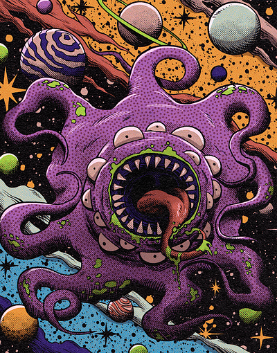 Space creature alien cartoon colors comics cosmos creature fun monster retro sci fi sci fi scifi space vintage