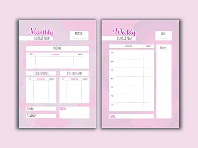 Month-Week Budget Planner budget design illustration monthly pantone pastel planner vector weekly