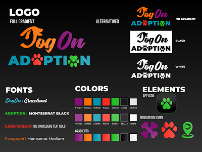 Dog On Adoption Style Guide app branding design illustration logo ui ux vector