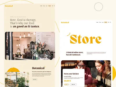 Botanical (2/3) © 2020 branding brown brutalism desktop food graphic design interaction interactive minimalism minimalist restaurant swiss swiss graphic ui design ux design website yellow