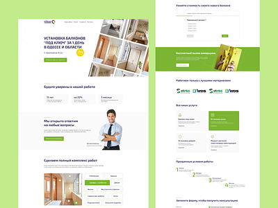 Construction company landing page balcony construction company design inspiration landing page repair ui ux web design windows