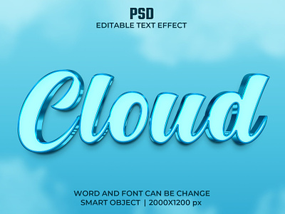 Cloud 3d Editable Psd Text Effect