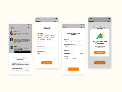 Heybit App - Creating a Habit app component design habit habit app heybit illustration interaction interaction design interface mobile app mobile design stepper ui ui mobile uiux ux