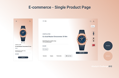 Single Product Page appdesign branding dailyui dailyuichallenge ecommerce graphic design omegawatch productpage singleproductpage ui watch webdesign