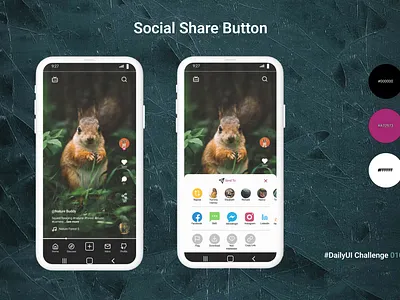 Social Share Button app appdesign branding dailyui dailyuichallenge design entertainment figma music nature share sharebutton socialshare socialsharebutton tiktok ui