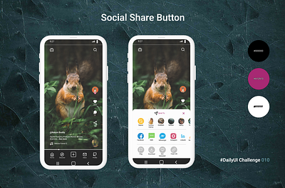 Social Share Button app appdesign branding dailyui dailyuichallenge design entertainment figma music nature share sharebutton socialshare socialsharebutton tiktok ui