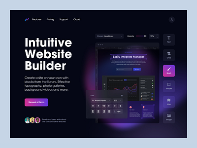 Design tool — Hero exploration builder constructor dark design editor gradients hero landing page style guide tool ui ui kit user interface ux web web design website