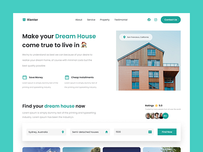 Rienter - Real Estate Agency Web apartment building clean home homepage house landing page properties property real estate agency real estate design real estate website uidesign ux web webdesign website design
