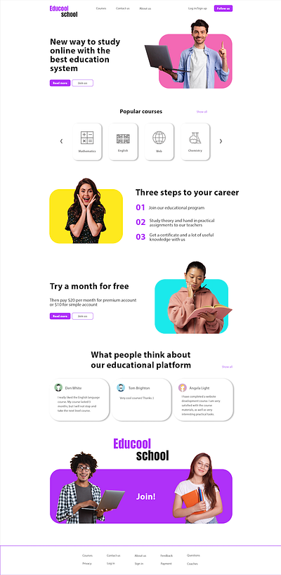Educool School branding design education school site ui ux web webdesign website