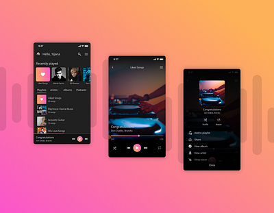 Music Player App Exploration appdesign mobiledesign uidesign uiux userinterface uxdesign