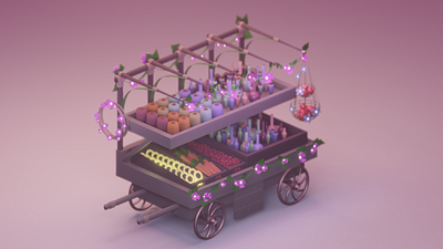 Sims Fairy Cart 3d blender illustration low poly stylized