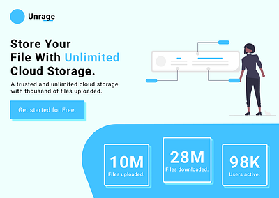 Unrage - Unlimited Cloud Storage Landing Page app design landing page ui uiux web web design