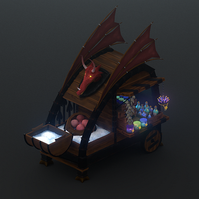 Sims Dragon Cart 3d blender fan art game art illustration low poly sims stylized