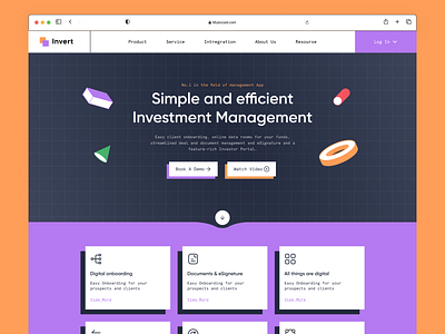 Invert - Landing Page Design color header investment landing page management saas service trending ui ui ux ui design ux uxdesign web design web hearder website