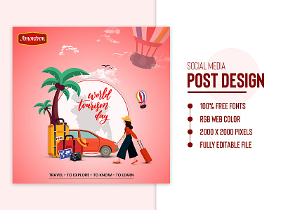 Social Media Banner Post Template Design | Travel Banner Ads advertisement bannerads business coverphoto digitalmarketing facebookads graphicsdesign instagrampost journey onlinebanner photoshop posterdesign socialmedia socialmediabranding tour travel webbanner world travel day youtube