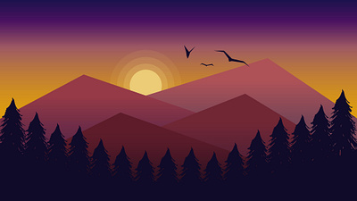 Nature Sunset Background art background illustration illustrator nature vector vector graphics