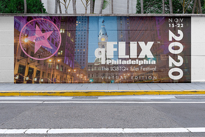 qFLIX 2020 Mural Mockup branding design digital art graphic design illustration visual design