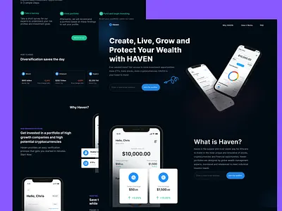 Haven - Invest in safe cryptocurrency portfolios, small small cryptocurrency design ui web