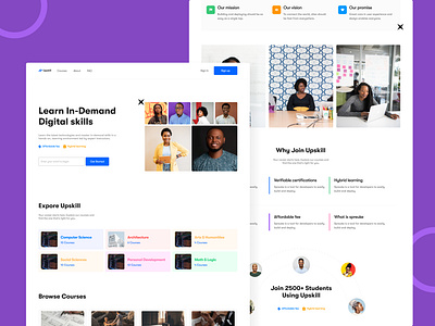 UpSkill - Online Learning Website adobe xd branding design elearning figma landing online learning productdesign ui ux web website xd design