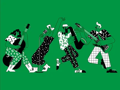 The Band ⚡️⚡️ adobe illustrator behance character character design character designer design flat character design flat design flat illustration illustration illustrator jazz band music band vector music illustration musicians vector procreate spotify spotify app vector vector character