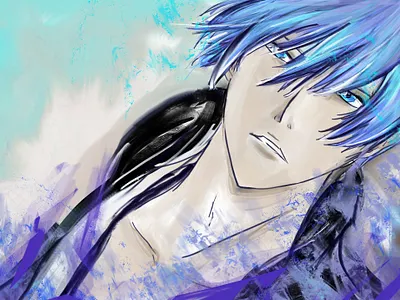 Ichimaru Gin adobe photoshop art blue colorful digital art illustration painting purple