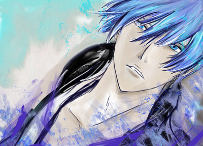 Ichimaru Gin adobe photoshop art blue colorful digital art illustration painting purple