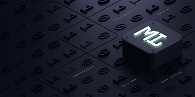 Machine Learning 3d branding illustration landing logo ml