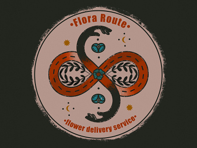 Flower delivery service 2d illustration badge bloom brand identity delivery flower flower shop handrawn hands infinity label logo logo concept logo design old procreate retro shop symbol vintage