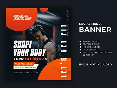 Instagram & Facebook Fitness GYM Banners banner facebook banner fitness fitness banner gym banner instagram banner kickboxing social media banner