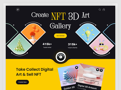 NFT Art Gallery Website 3d art 3d character 3d illustration art gallery buy cpdesign creativepeoples crypto art ethereum landing page nft nft art nft art gallery website nft landing page purchase sell token trending web web design