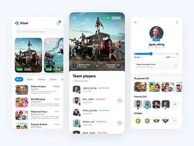 Play and stream live games - Mobile Application. animation app application clashof clanes clean coc design gam experince game game lover gamer graphic design illustration livestreaming motion graphics online games pubg subway ui