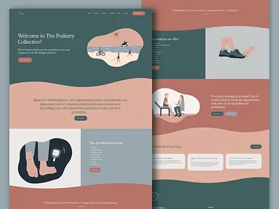 Podiatry Illustrations for The Podiatry Collective design feet flat illustration foot illustration illustrator podiatrist podiatry procreate splash illustration spot illustration web design