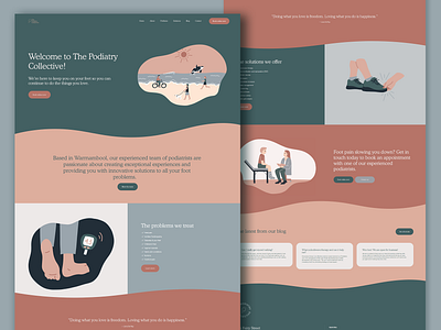 Podiatry Illustrations for The Podiatry Collective design feet flat illustration foot illustration illustrator podiatrist podiatry procreate splash illustration spot illustration web design