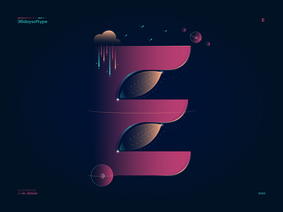 E - 36daysoftype 36daysoftype creative design e fantasy graphic design illustration leaves planets type design typography vector vector art visual design