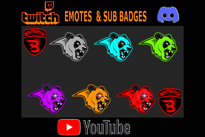 Angry bear Twitch sub badges instant download digital file 3d angry panda animation best best twitch badges branding cute panada free badges graphic design logo motion graphics new badges panada panda twitch badges twitch panada ui