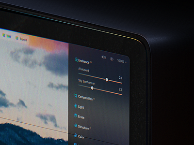 🇺🇦 Luminar Neo Concept design display edit editor future illustration interface mac macos modern osx photo principal retro slider sliders ui ux vector