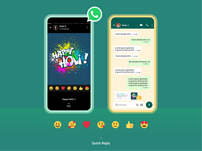 WhatsApp - Quick reaction to status app app design ui design ux design whatsapp whatsappstatus